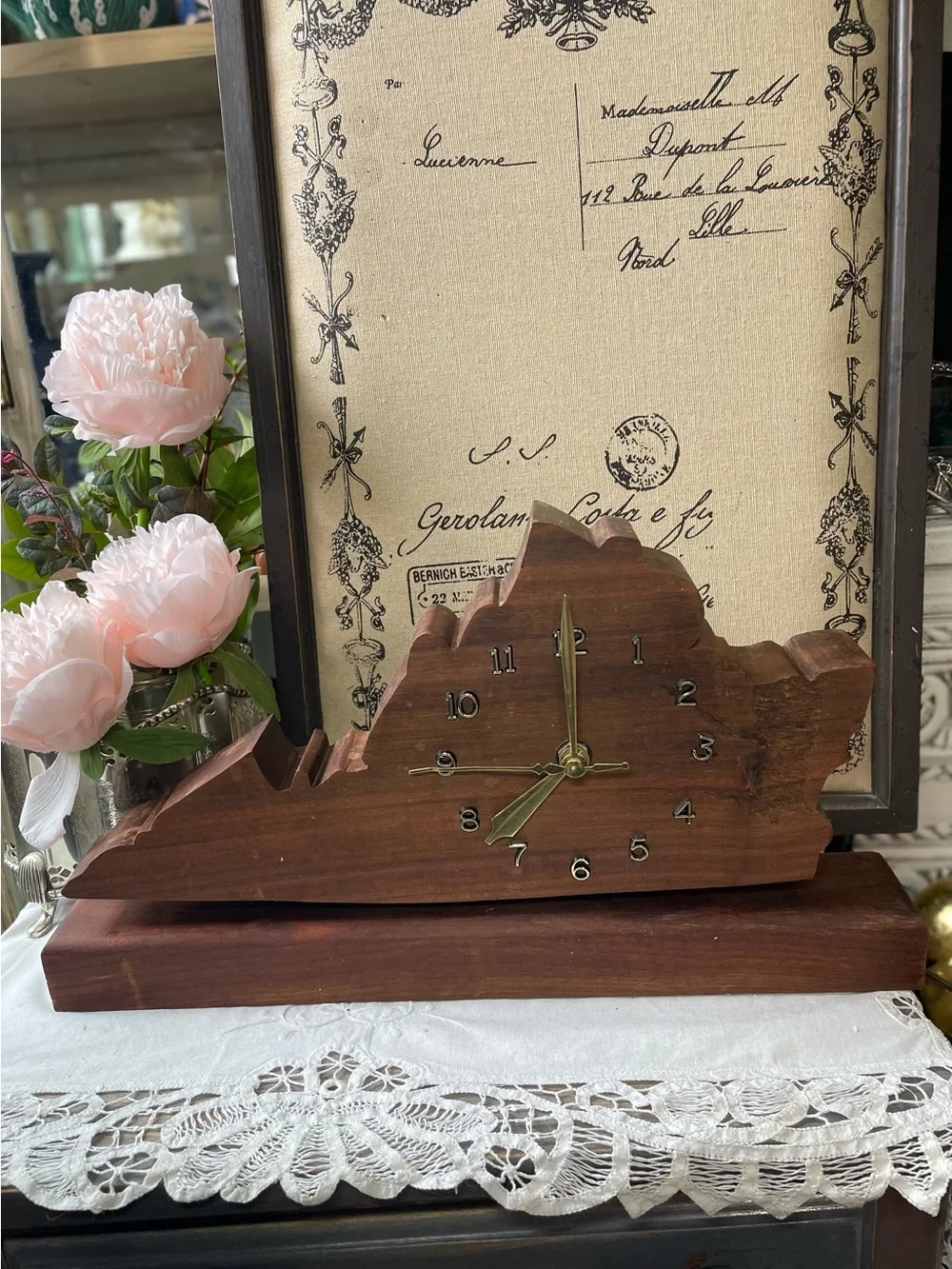 Handcrafted Virginia Wood Mantel Clock - Brown